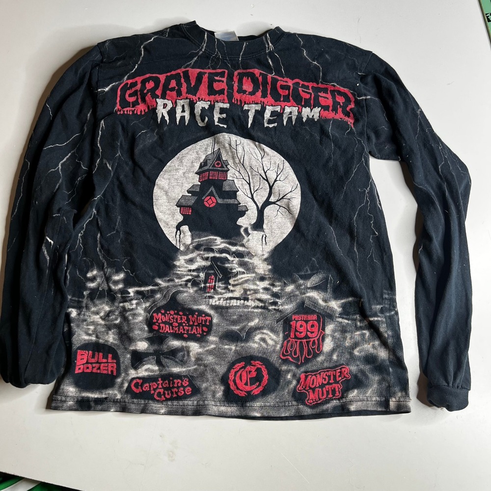 Grave Digger Race Team Long Sleeve Shirt Black Monster Jam Graphic Small